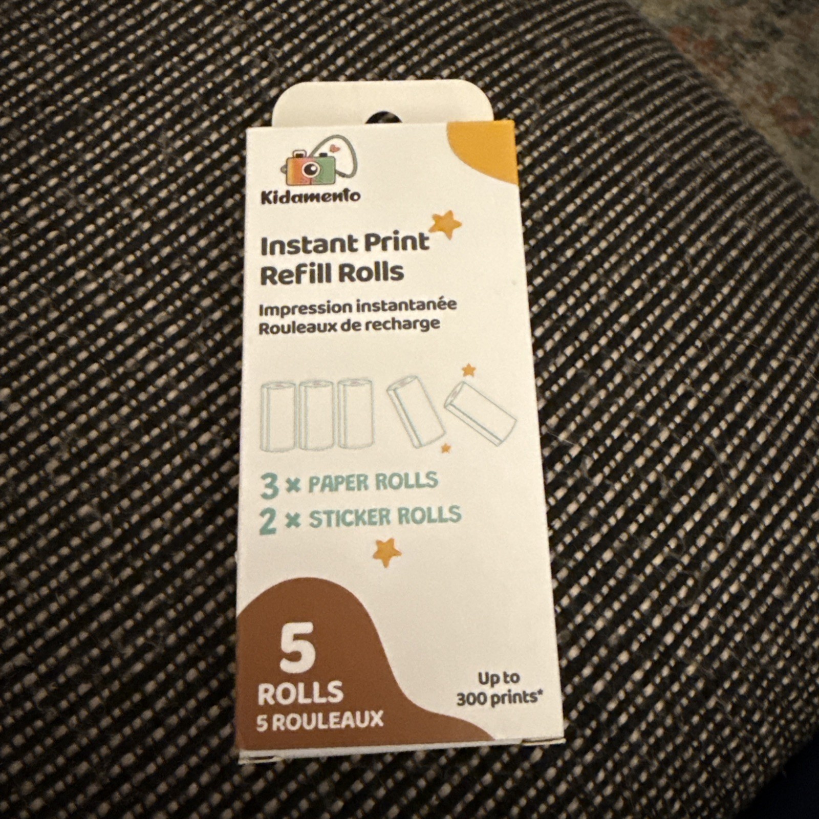 Kidamento Instant Print Refill Rolls x 3 Paper Rolls x 2 Sticker  Rolls = qty 5