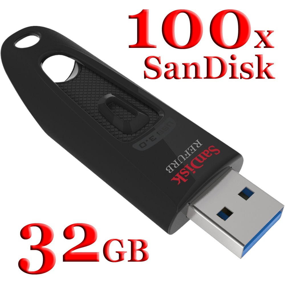 LOT 100x SanDisk 32GB ULTRA USB 3.0 flash drive -SDCZ48-032G 32 GB - 100 MB/s F