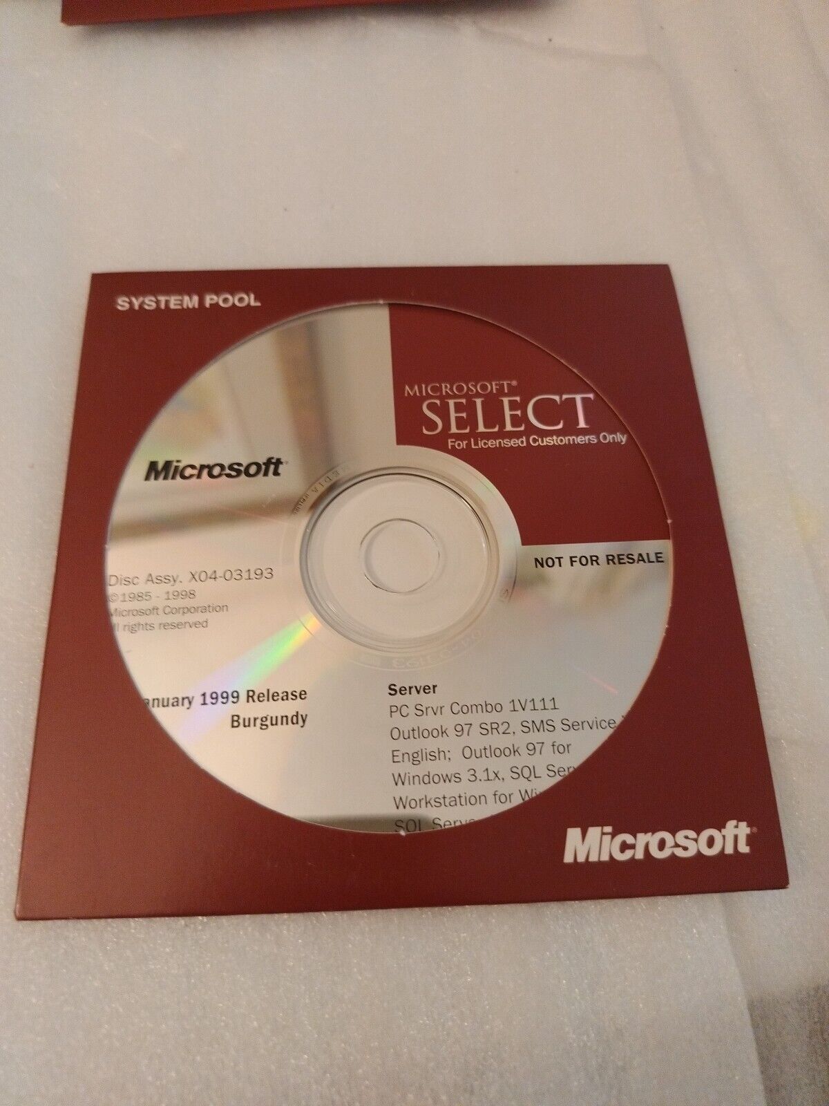 Microsoft Select System pool (Burgundy) January 1999 Release