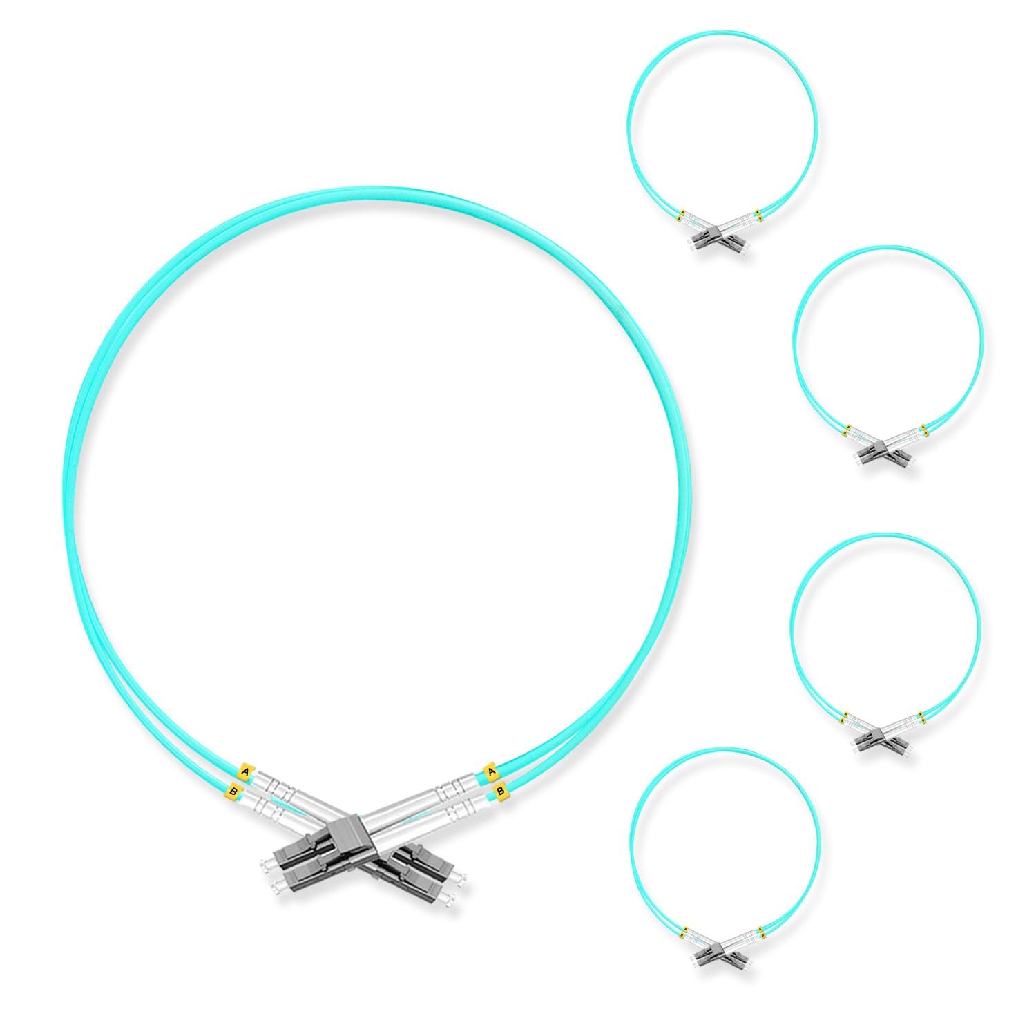 5 PCS 0.5 Meter LC UPC to LC UPC Duplex MultiMode Fiber Optic Patch Cord