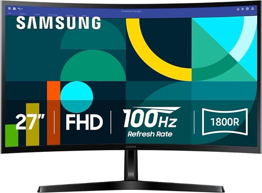 Samsung 27" Essential S3 (S36GD) Series FHD 1800R Curved Computer Monitor, 100Hz