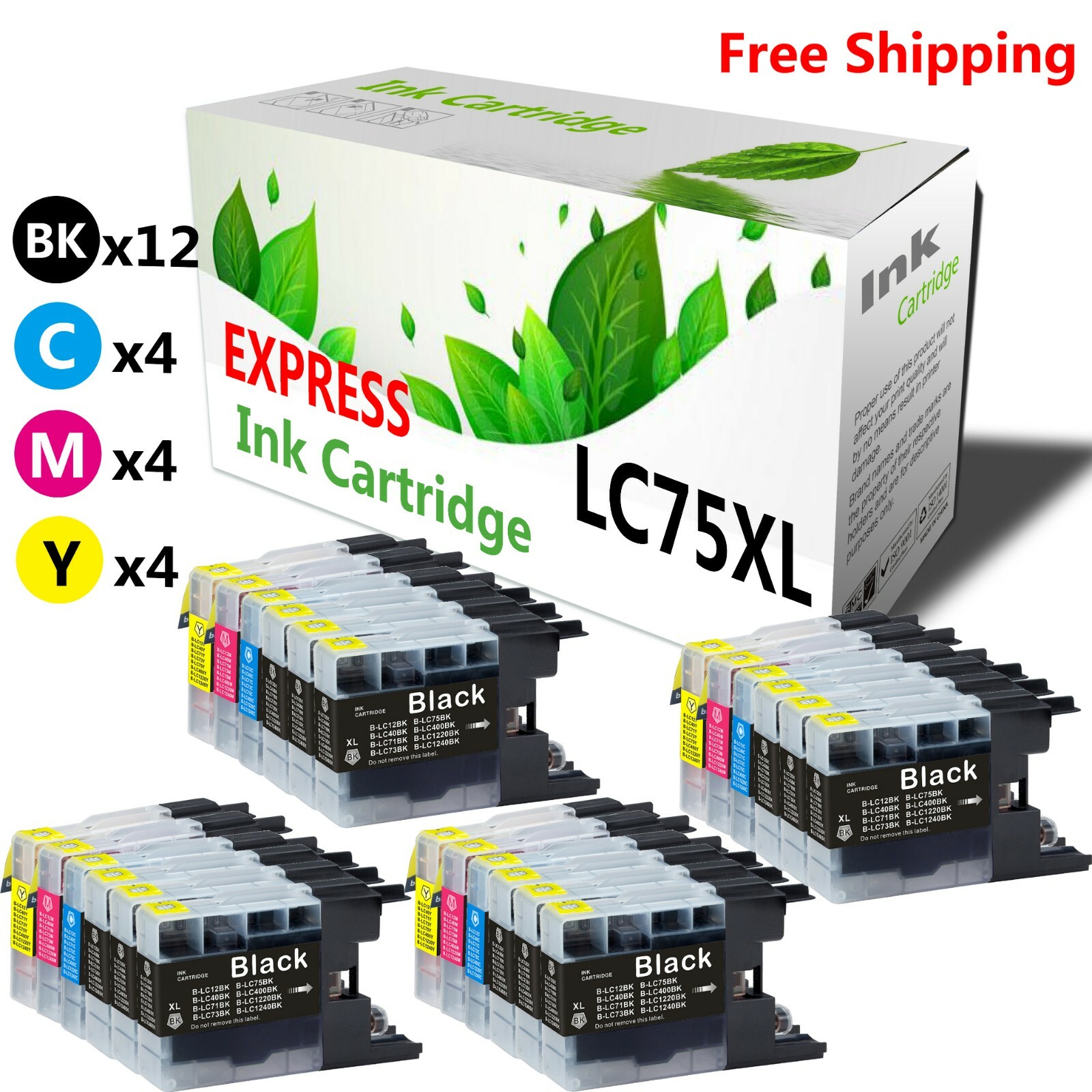 24-Pack LC 75 LC75 Ink Cartridge for Brother MFC-J6510DW MFC-J5910DW Printers