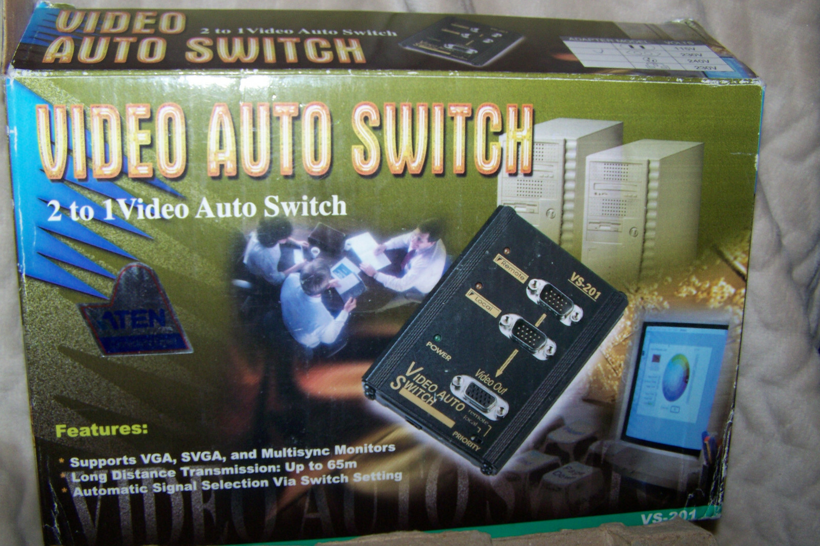 Aten VS-201 2 PC to 1 VGA Monitor Video Auto Switch NOS Vintage New Old Stock