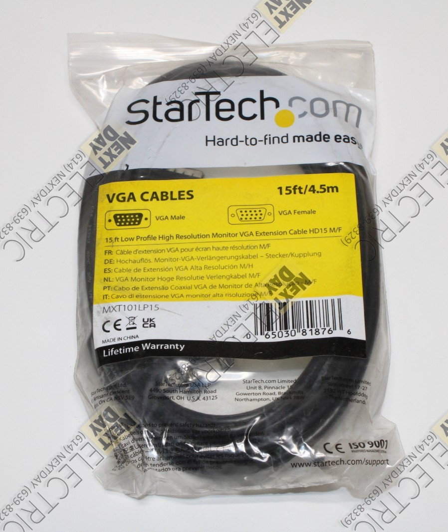 Star Tech Com, MXT101LP15, VGA Cable Monitor LCD Video VGA Female Male 15ft 15'