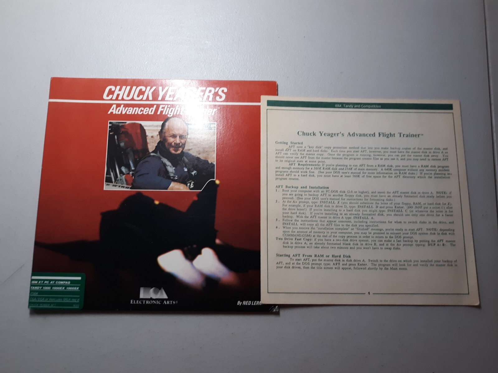 NO GAME INCLUDED Chuck Yeager's Advanced Flight Trainer Sleeve + Manual 1987 EA