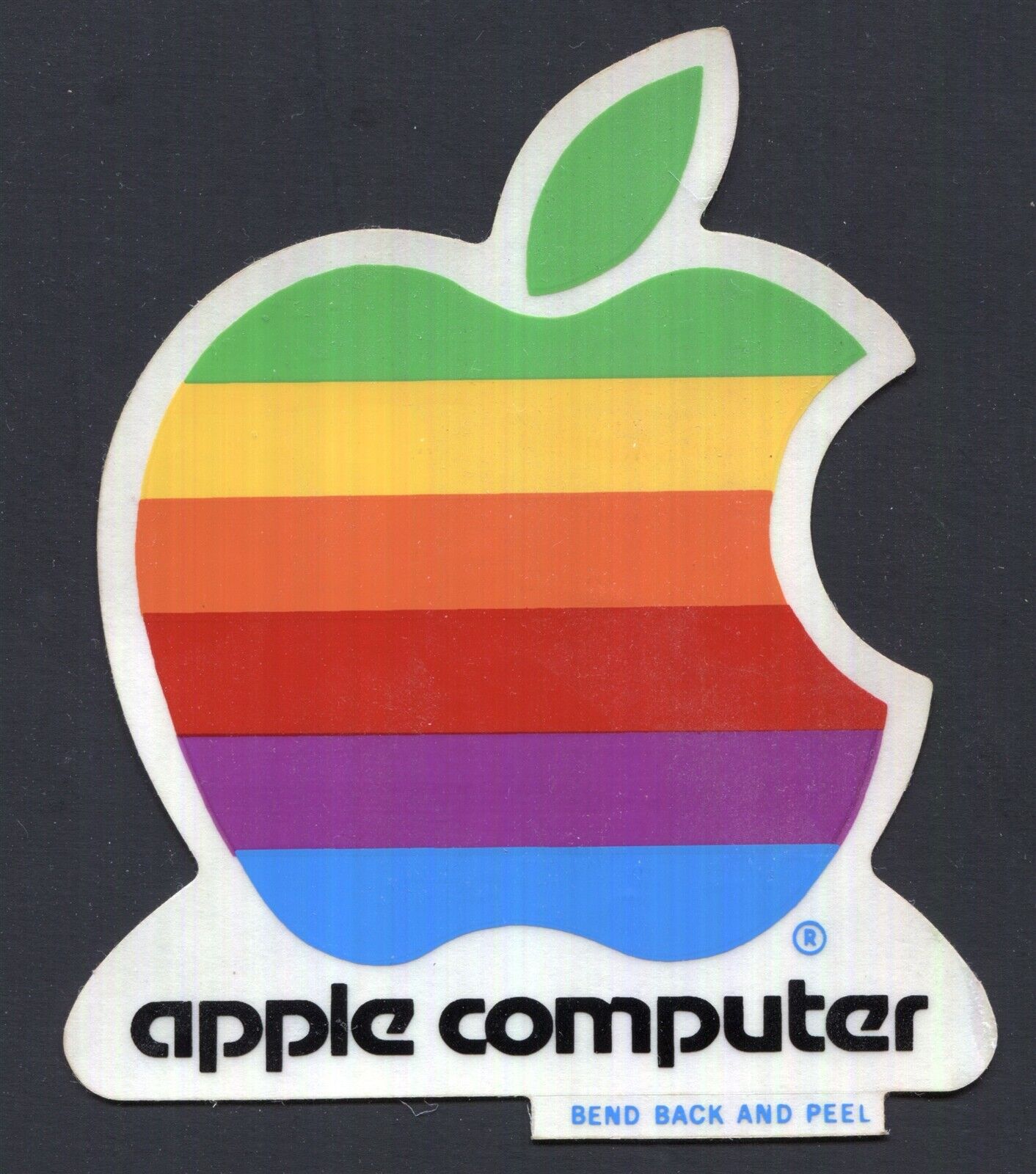 Apple Computer Logo Sticker - Vintage 1984 //e -original- 3½x4 UNUSED rainbow