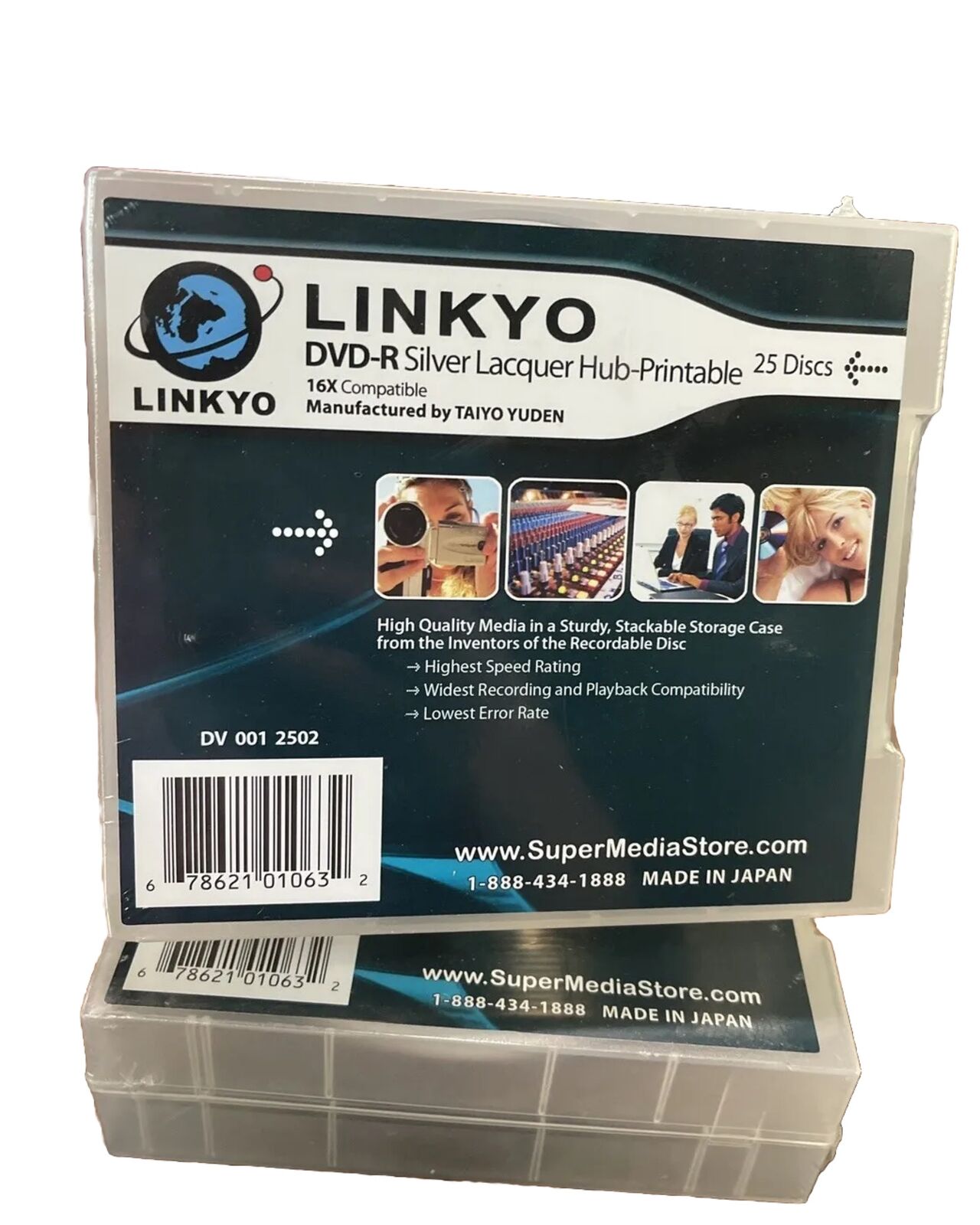 LINKYO DVD-R White Inkjet Hub-Printable 8X Compatible 25 In Each Case 50 Total
