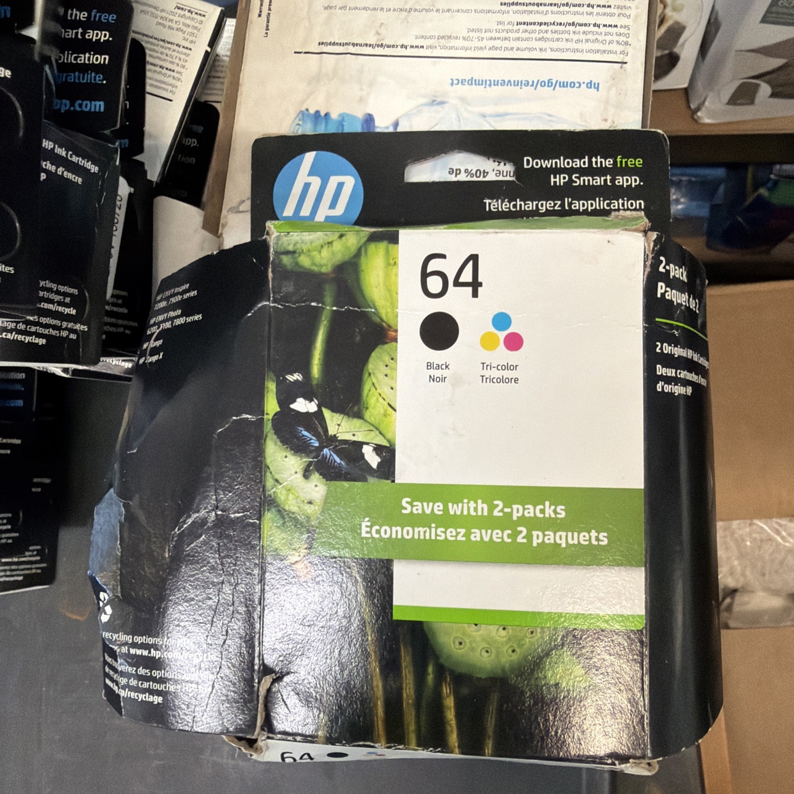 Genuine HP 64 Blk+Col Ink Cartridge New Sealed In Box (X4D92AN#140) Exp 2027