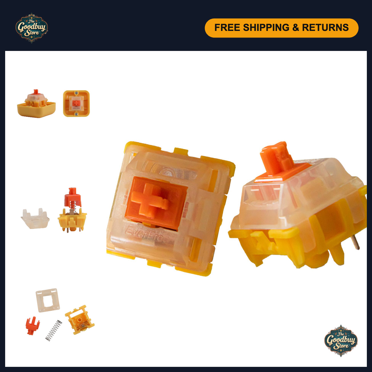 50pcs Pre-Lubed 5-Pin Linear Mechanical Keyboard Switches - Gateron EF Curry 50g