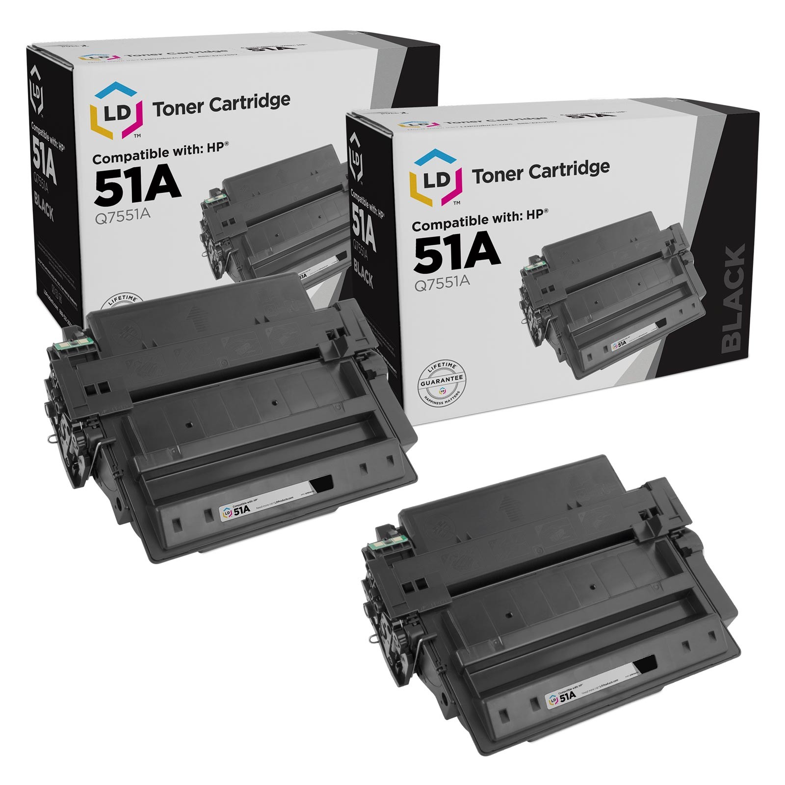LD Compatible HP Q7551A (51A) High Yield Toner Set of 2 Cartridges for LaserJet