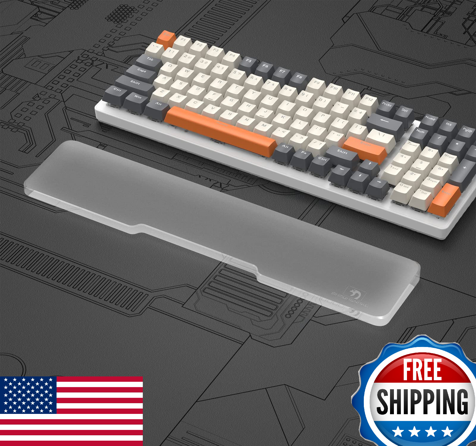 SELORSS Acrylic Keyboard Wrist Rest 98-Key Mechanical Keyboards Ergonomic Palm R