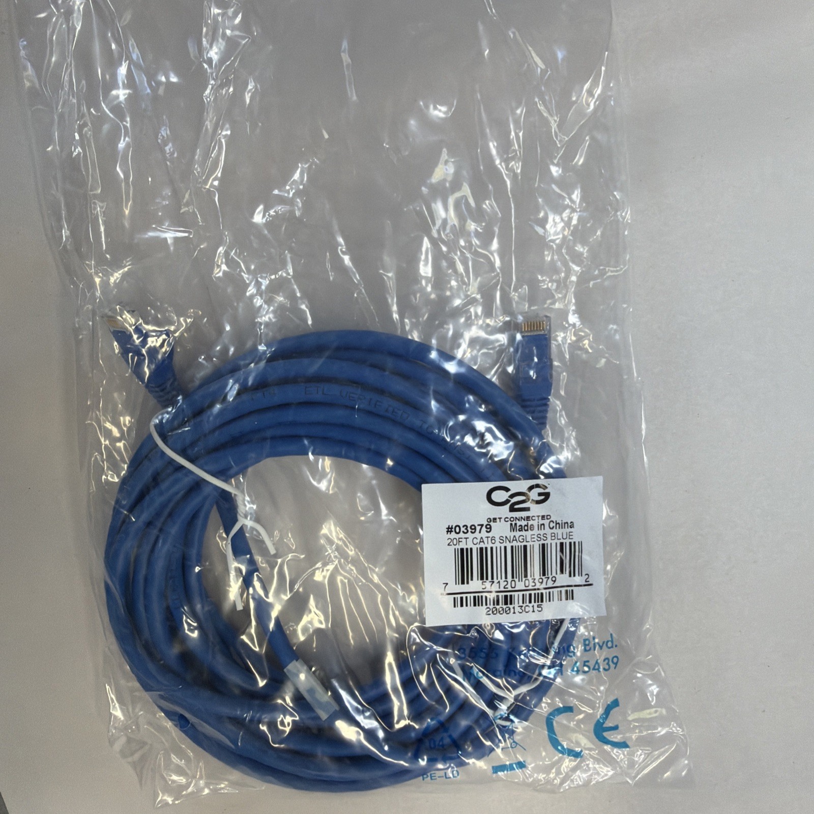 Lot Of 10 C2G CAT6 Snagless Unshielded UTP ETHERNET CABLE 20ft Blue
