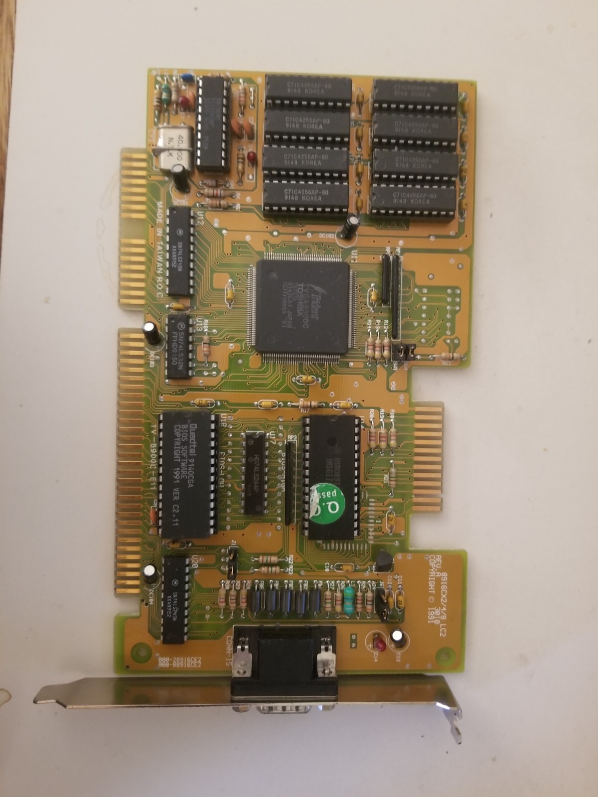 Trident 8916Cx2/4/8 LC2  Video Card for DOS Retro Gaming used 