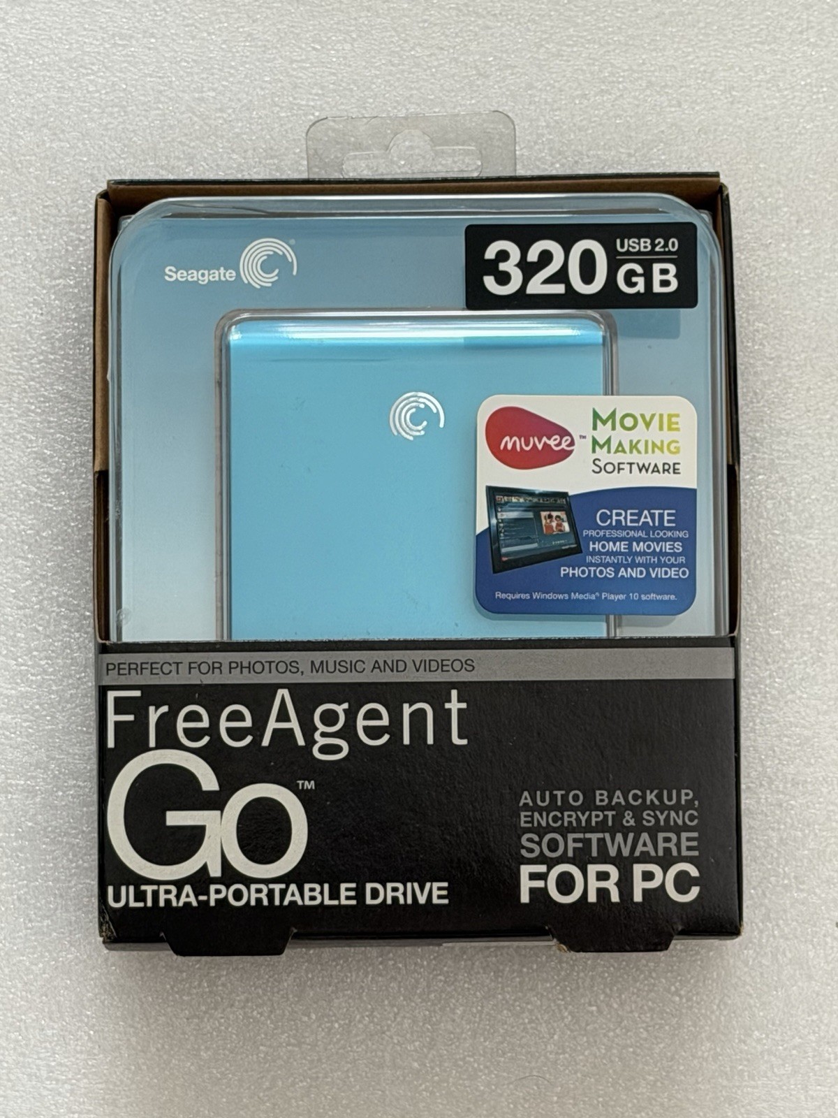 New Seagate Free Agent Go 320GB Ultra Portable Hard Drive USB 2.0 Blue NISB