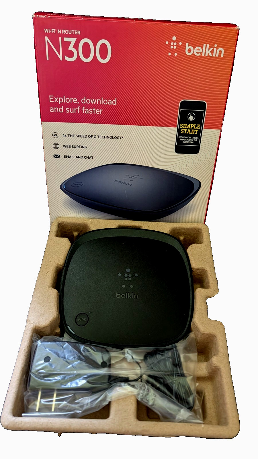 New Opened Box Belkin N300 Wireless Router WiFi  F9K1002V5