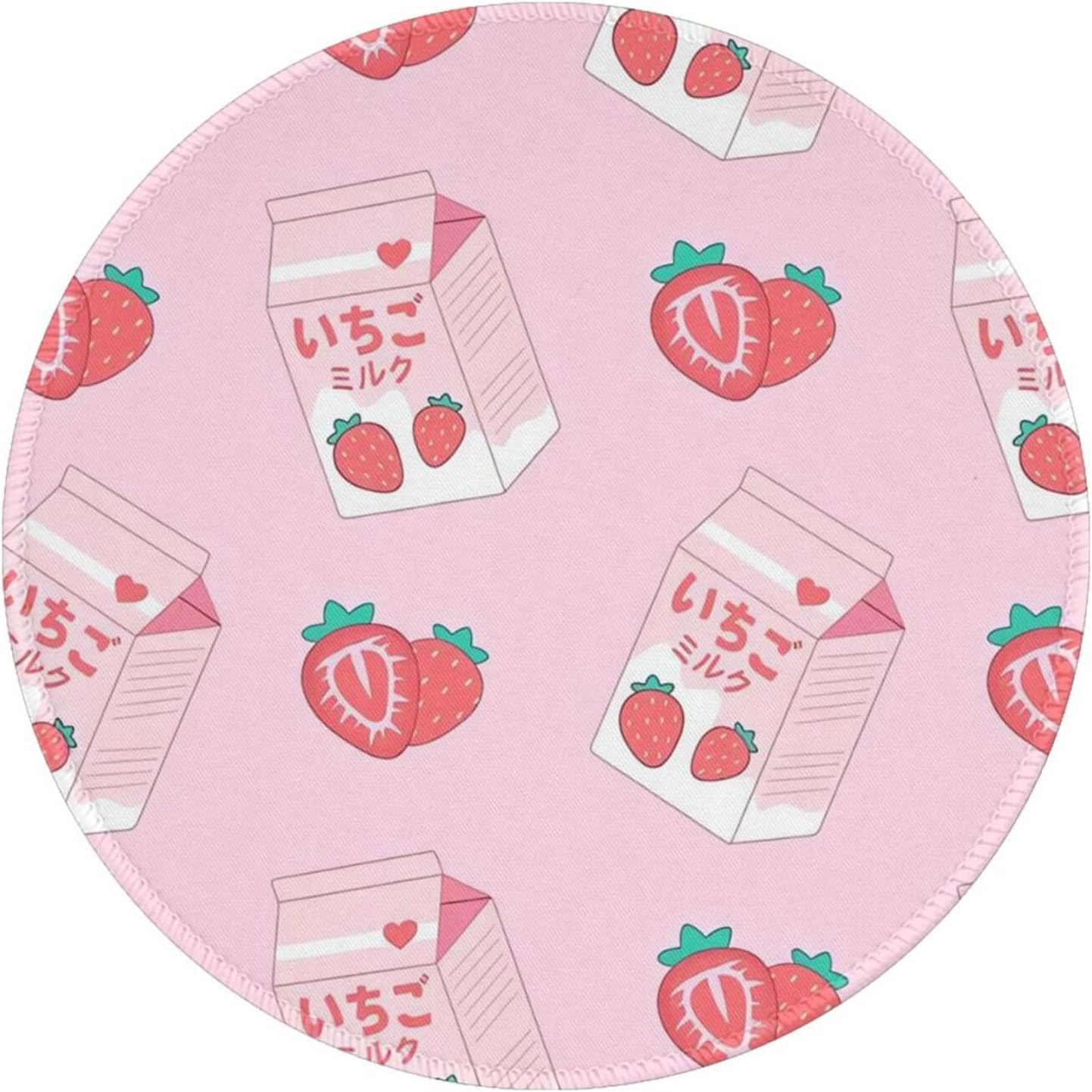 Cute round Mouse Pad Pink Strawberry Mousepad for Laptop Wireless Mouse Kawaii O
