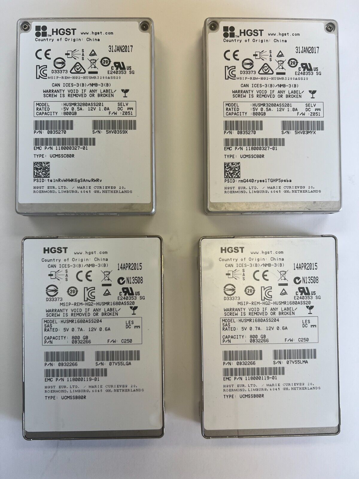 HGST EMC HUSMR1680ASS204/HUSMR3280ASS201 800GB SAS 3 2.5 Solid State Drive