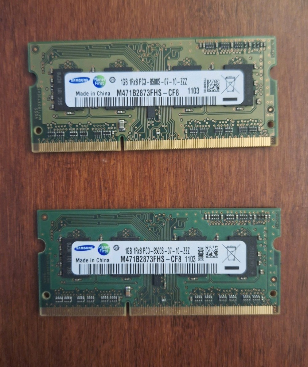 Samsung M471B2873FHS-CF8 (2) 1GB RAM Memory Modules PC3-8500 (DDR3-1066)