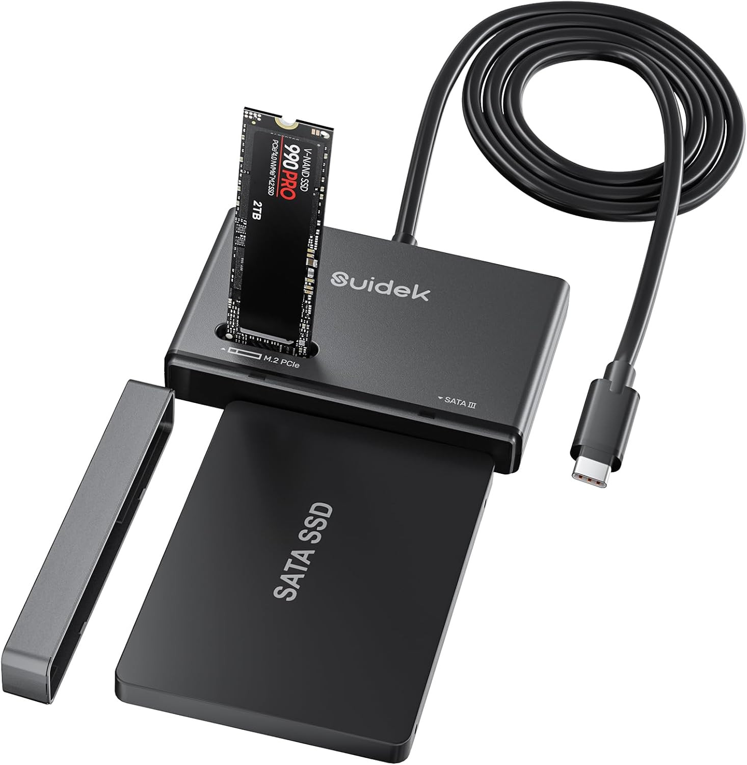 M.2 Nvme & SATA to USB C Adapter, 10Gbps External SSD Enclosure
