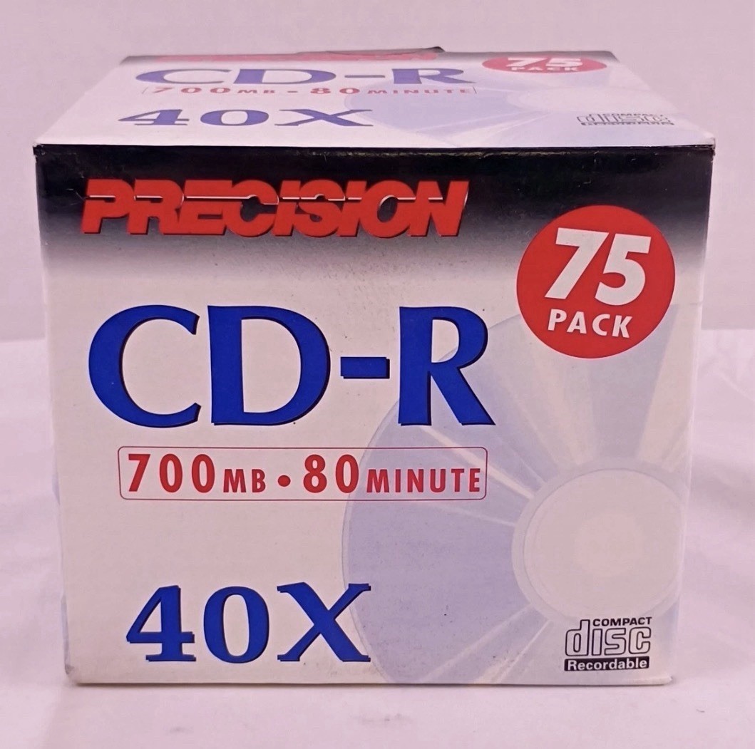 Precision CD-R 700MB 80 Minute 40x Blank Recordable Discs 75 Pack New in Box