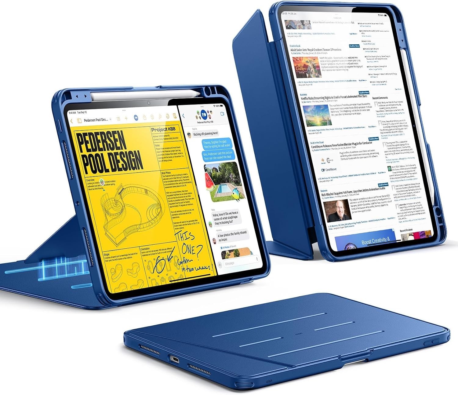 ESR for iPad Pro 11 Inch (M5/M4) Case, Flip Series, Blue Vertical Stand Cover