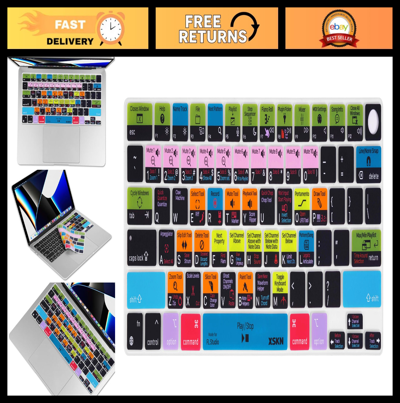 Silicone Keyboard Cover for FL Studio - MacBook Air 13.6/15.3 & Neo 13" - US Lay
