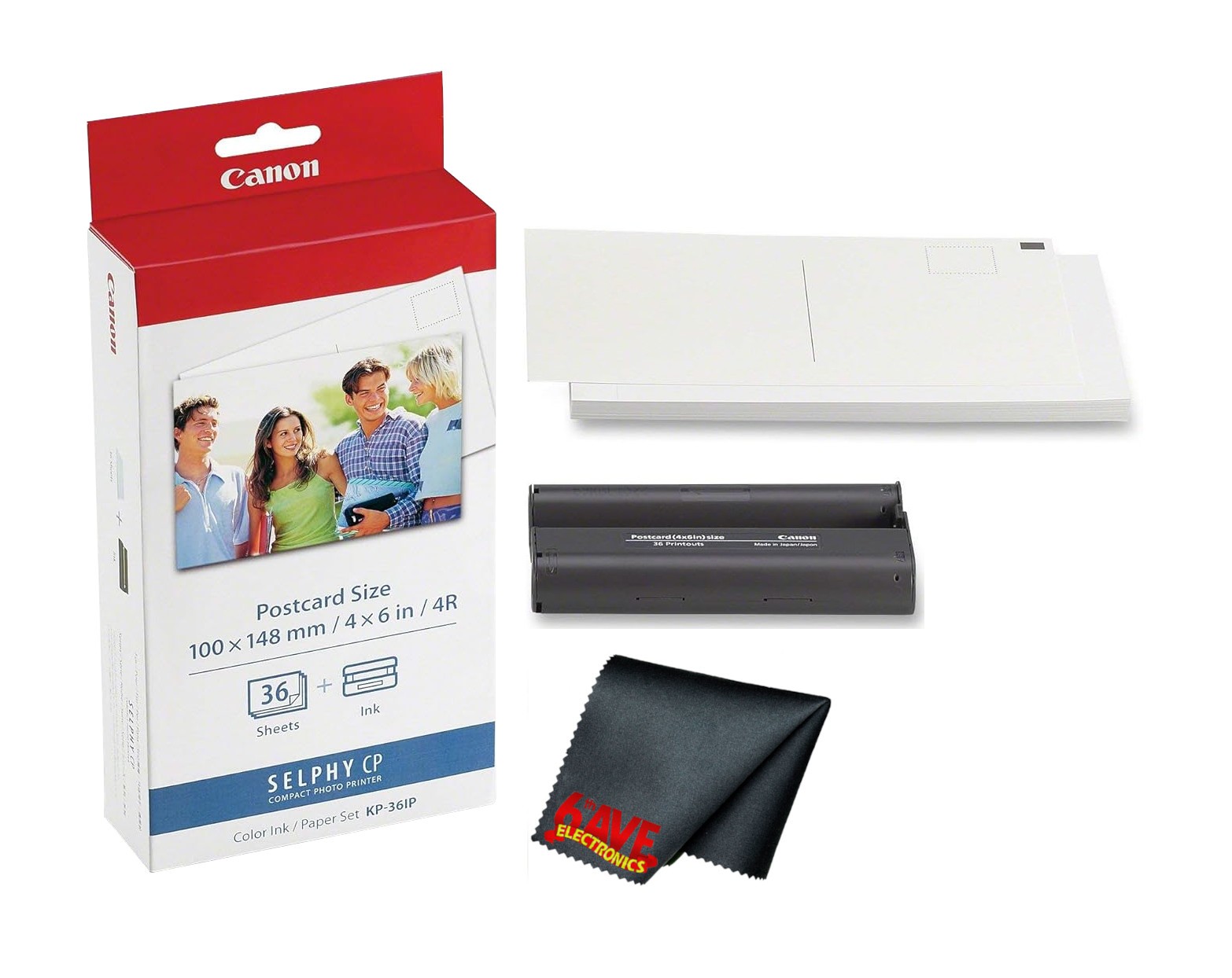 Canon KP-36IP Color Ink Photo Paper Set 4x6 36 Sheets Bundle