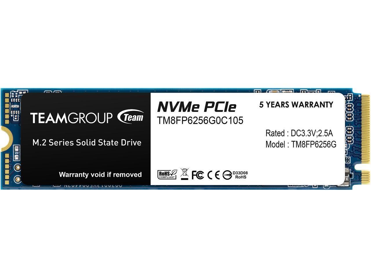 Team Group MP33 M.2 2280 256GB PCIe 3.0 x4 with NVMe 1.3 3D NAND Internal Solid