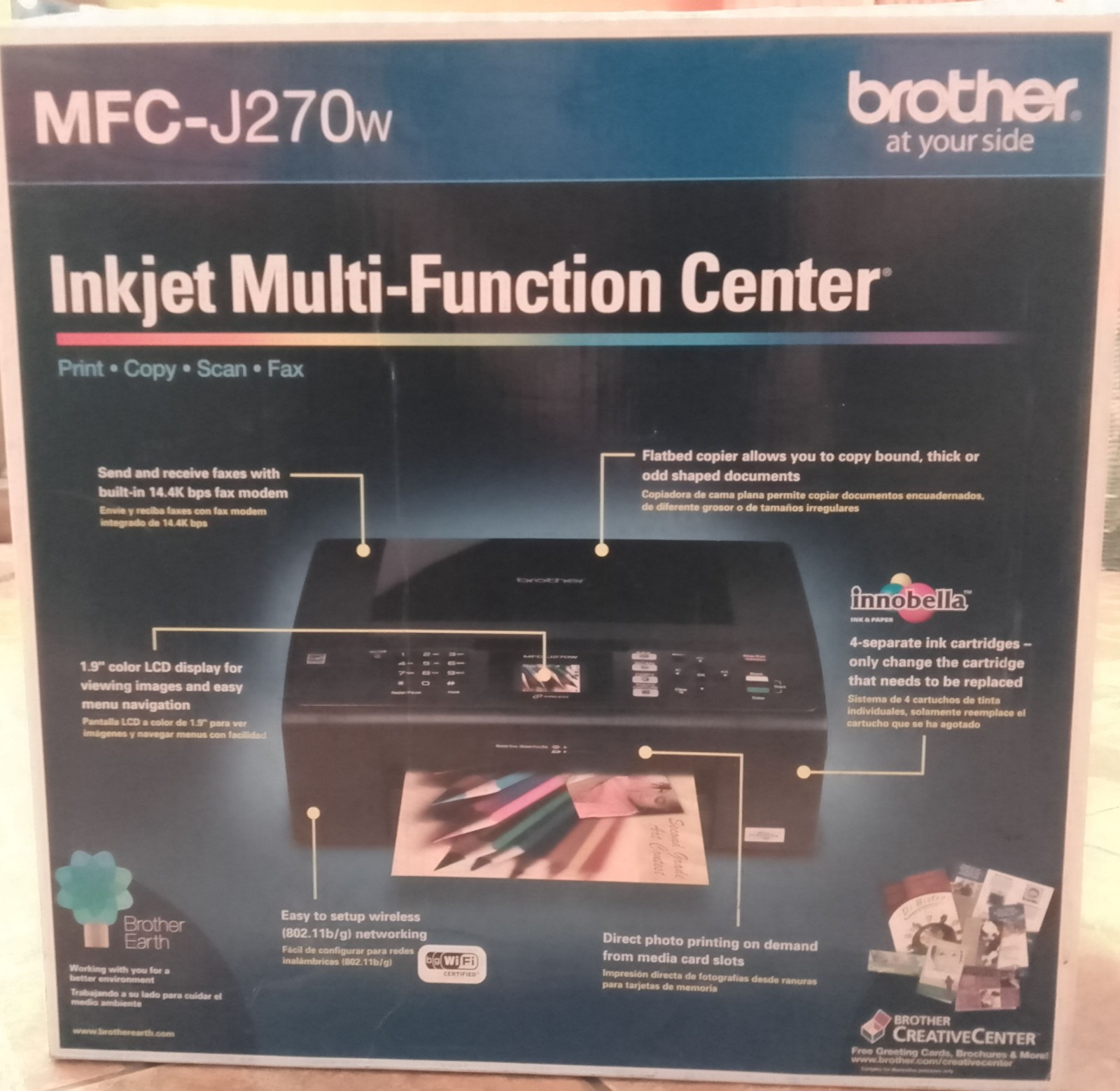 Brother MFC-J270w Inkjet Multi-Function Center, w/new ink