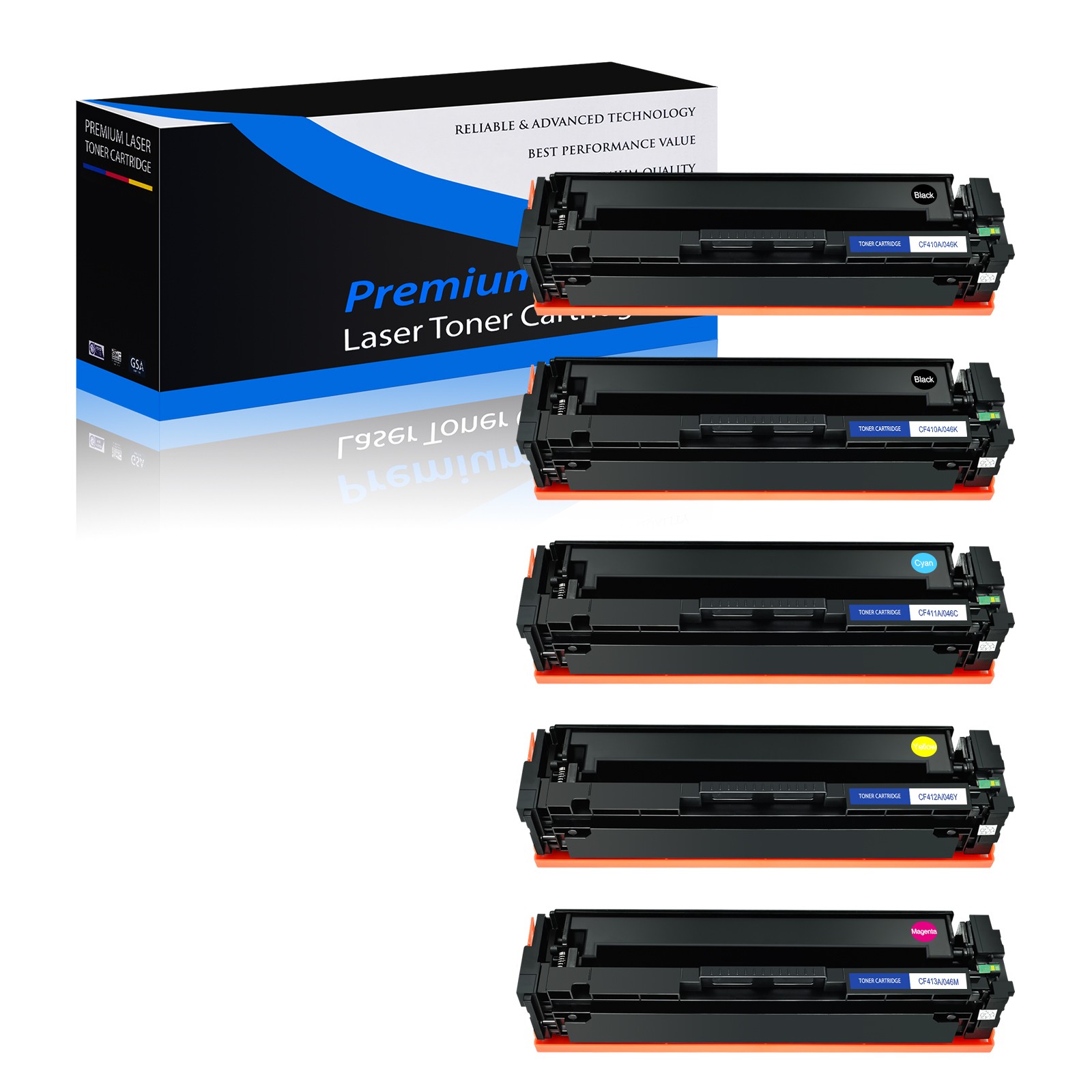 5PK CF410A-CF413A Color Toner Cartridge Set Fit for HP Color LaserJet Pro M452dw