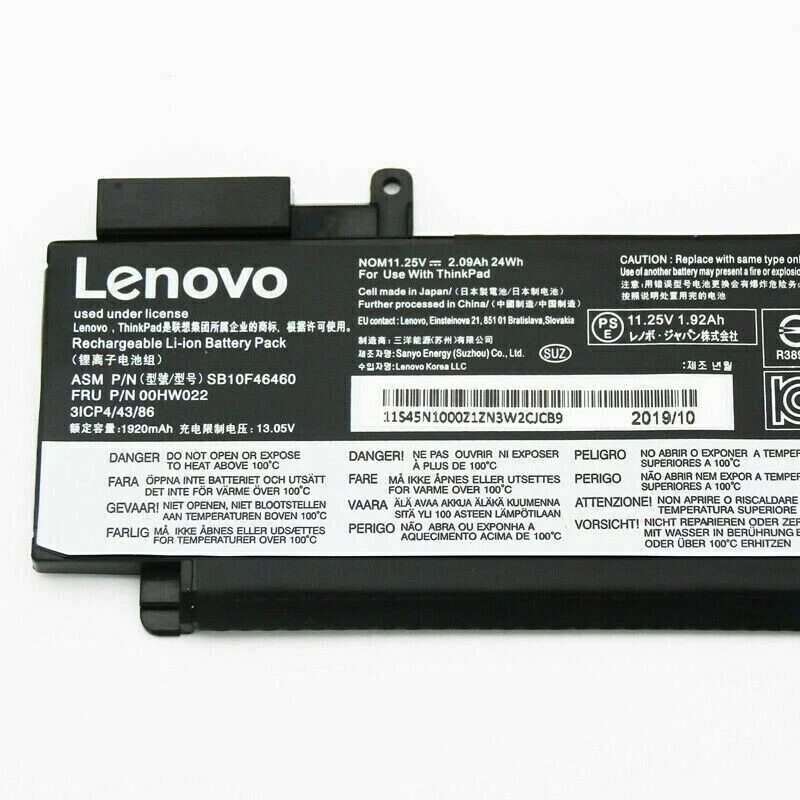 Genuine 24Wh Battery 00HW022 For Lenovo ThinkPad T460s T470s SB10F46460 00HW023