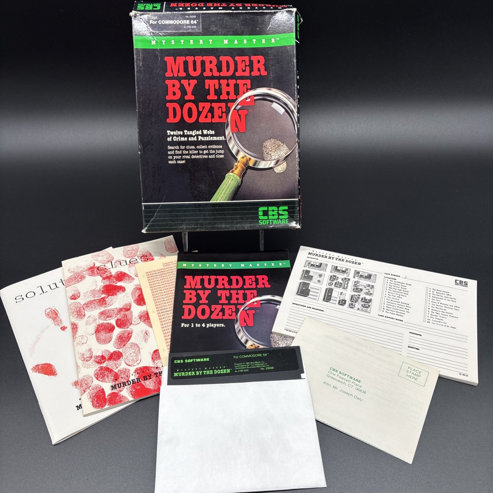 CBS Software Murder By The Dozen Commodore 64 Computer Game on 5.25" Floppy Disk
