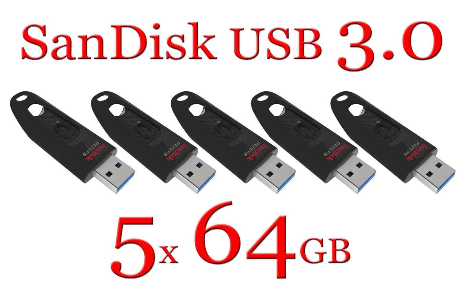 LOT 5x SanDisk 64GB USB Cruzer Ultra 64G USB 3.0 100MB/s SDCZ48-064G 5 x 64 GB
