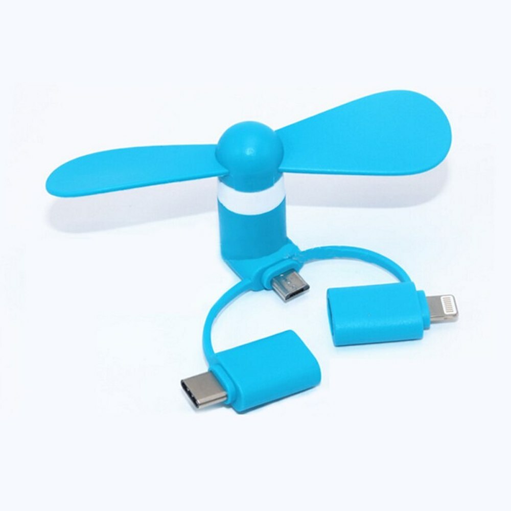 3-IN-1 smart PHONE COOLING Mini FAN for iPhone 5 6 7 8 X micro-B type-C android