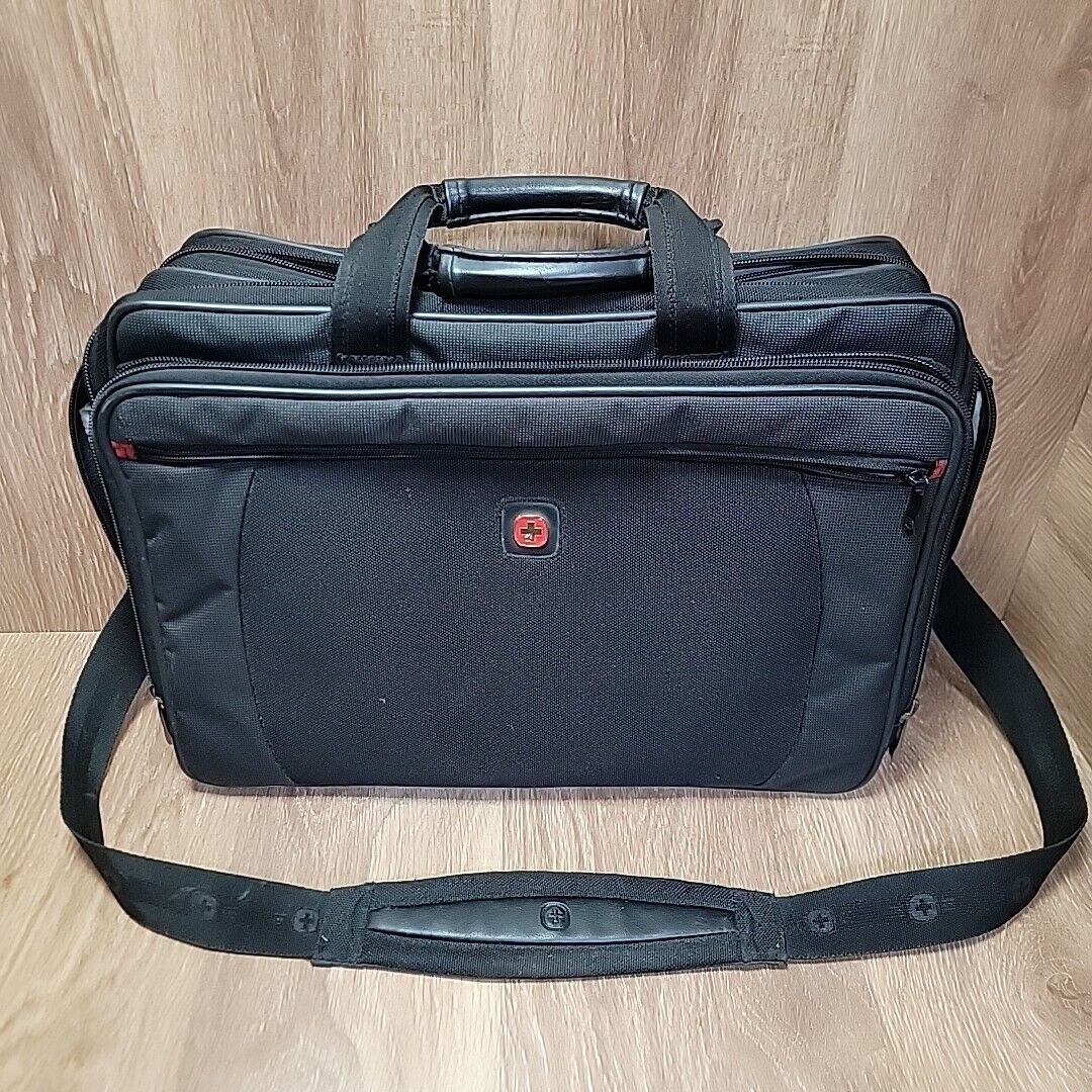 Wenger Swiss Army Laptop Briefcase Black Shoulder Strap Files Storage Pockets