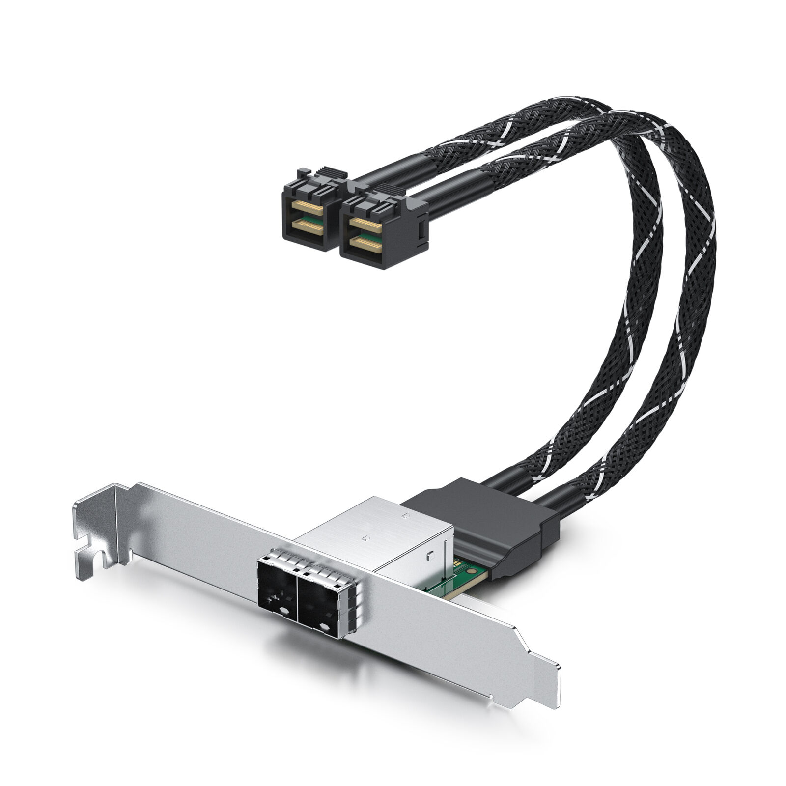 Minisas HD Extender cable, 2 channel SFF-8643 connector to SFF-8644 slot, 0.6-m