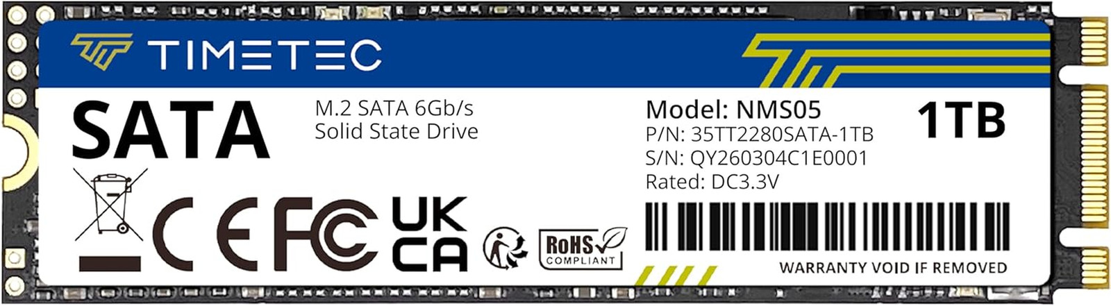 1TB SSD 3D NAND SATA III 6Gb/S M.2 2280 NGFF 512TBW Read Speed up to 550Mb/S SLC
