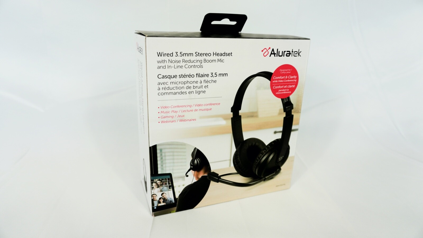 BRAND NEW Aluratek - Wired 3.5mm Stereo Headset with Boom Mic - Black