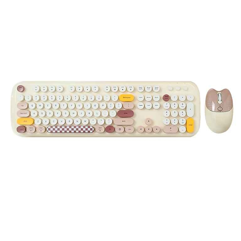 SaharaCase Wireless Ergonomic Keyboard and Laser Mouse Combo, Beige (KB8)