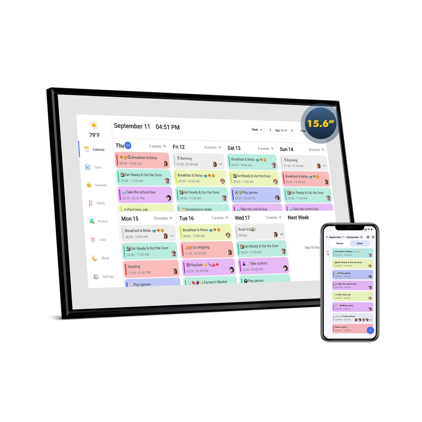 Calendar Digital 15.6 Inch Electronic Calendar&Chore Chart, 1920 * 1080P IPS ...