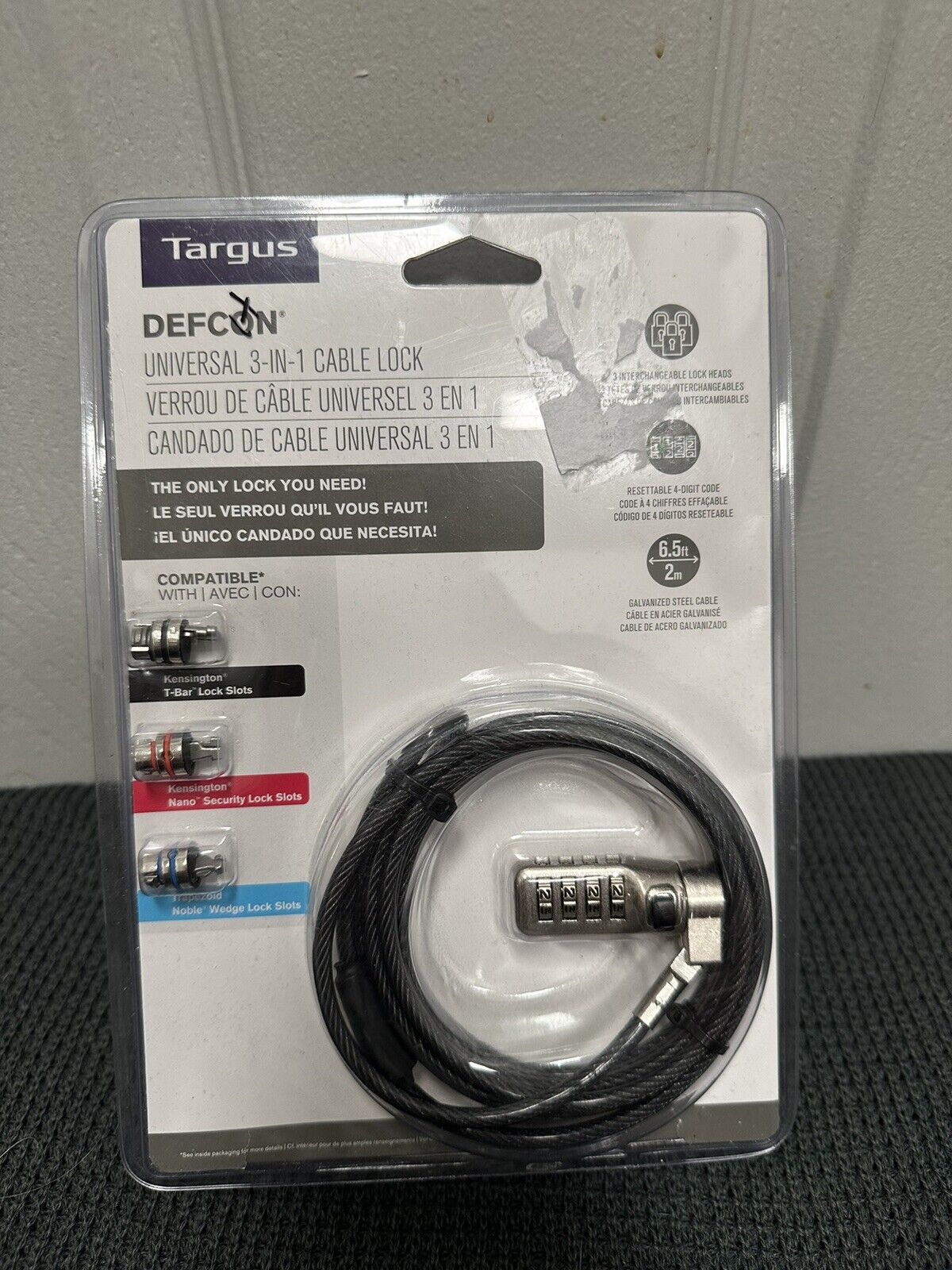 Targus DEFCON Universal 3-in-1 Cable LocK