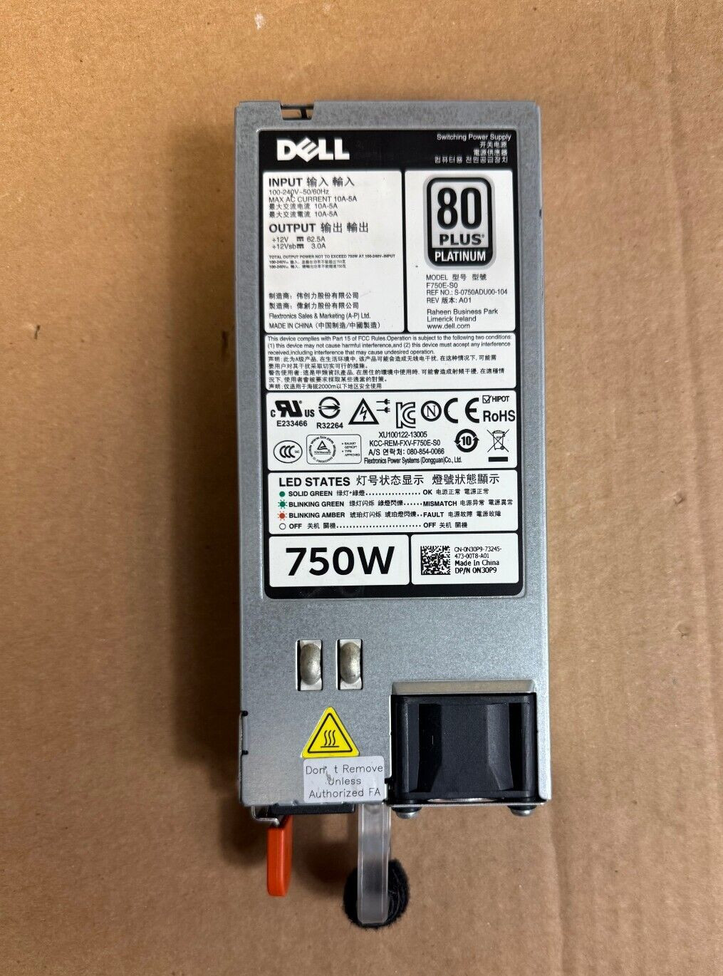 Dell PowerEdge 0N30P9,06W2PW,9PXCV,09PXCV,05NF18,5NF18,N30P9 Power Supply