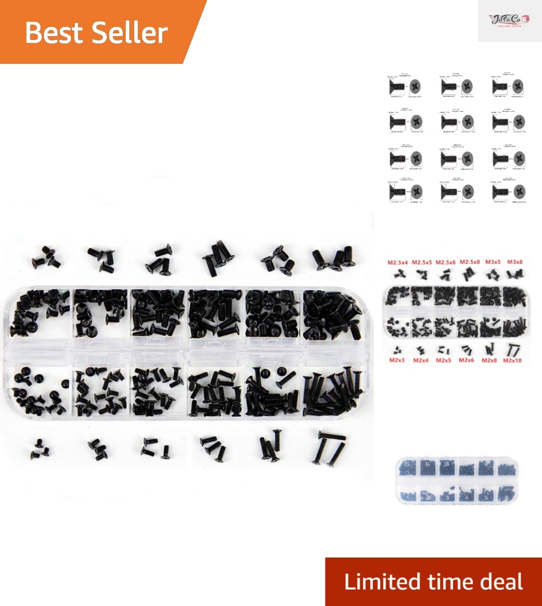 240-Piece Laptop Screws Replacement Kit - M2, M2.5, M3 Sizes in Alloy Steel