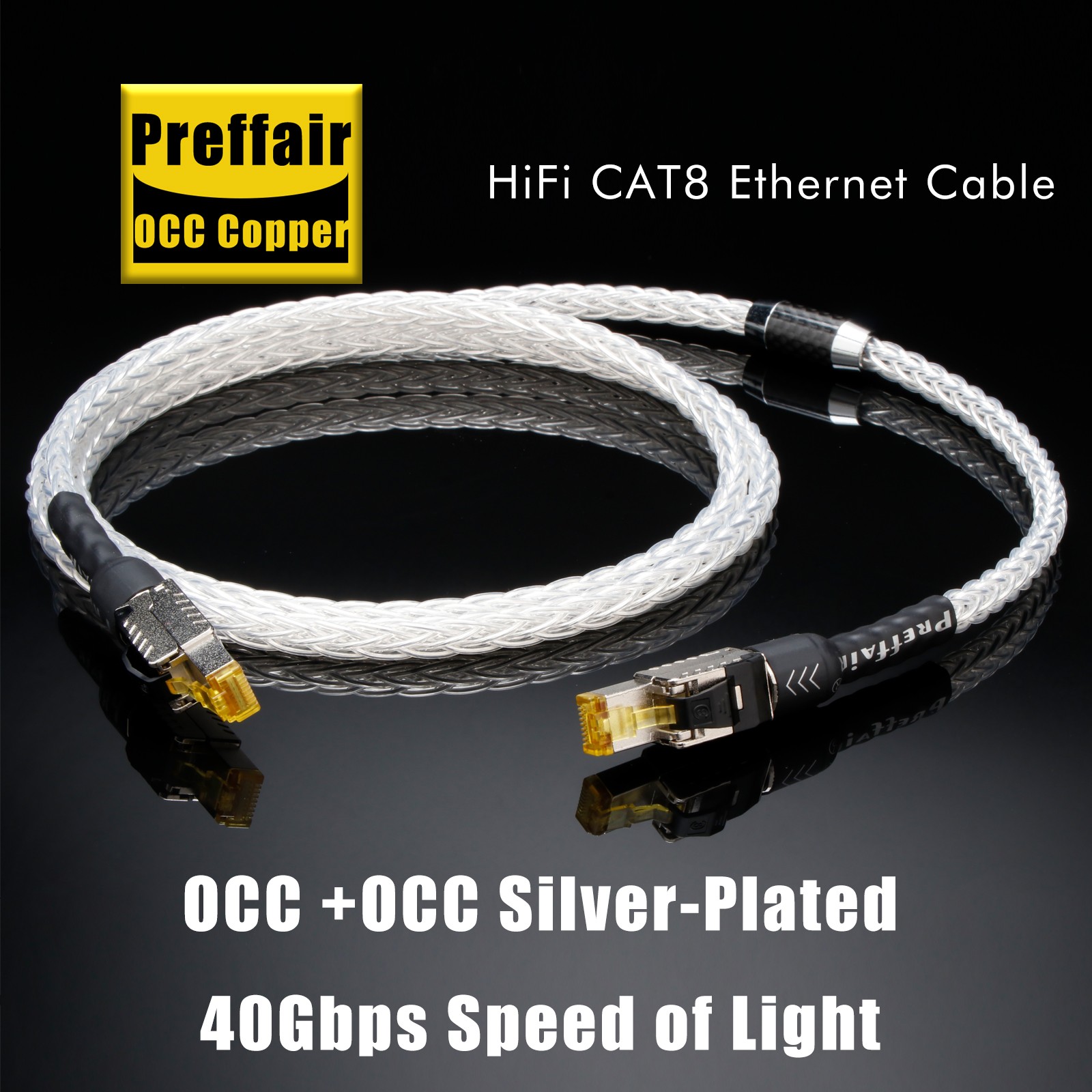 Preffair Cat 8 Ethernet RJ45 Cable Super Speed 40Gbps Patch LAN Network