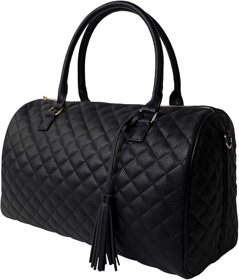 Womens Quilted Weekender Duffle Carry Bags Overnight Travel Handbag Shoulder ...