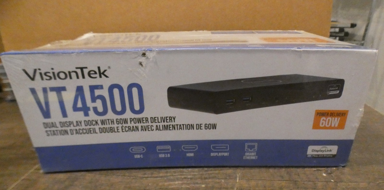 VisionTek VT4500 Dual Display 4K USB 3.0 & USB-C Docking Station Power *Box