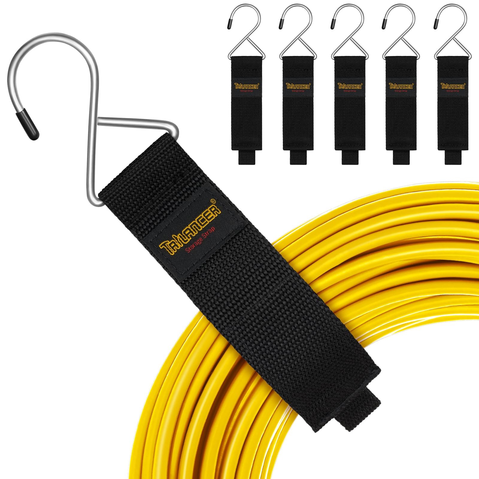 6 Pack 13" Black Extension Cord Organizer Hanger Straps Metal S-Hooks 48.5lbs