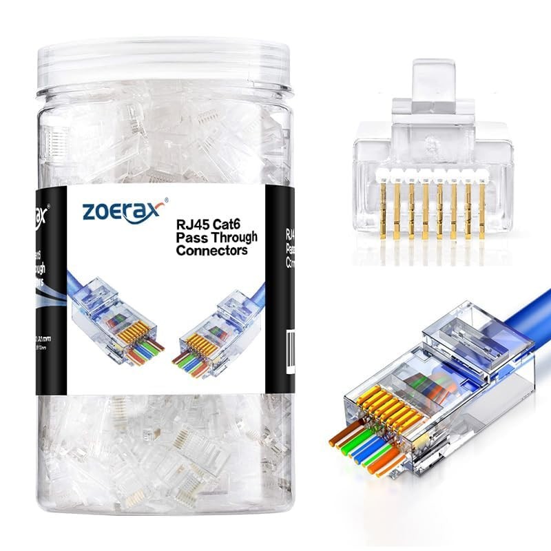 200 PCS Cat6 RJ45 Pass through Connector Plugs Network Solid Stranded UTP