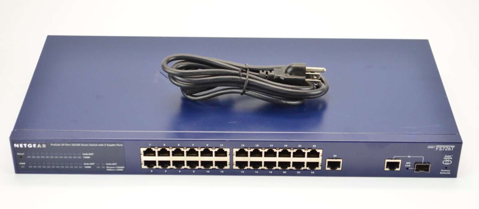 Netgear ProSafe FS726T 24 Port 10/100 Smart Switch with 2 Gigabit Ports