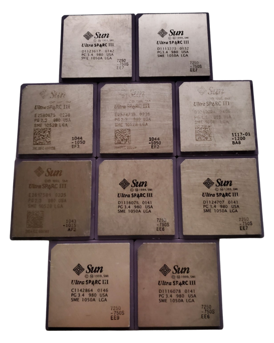 LOT OF 10 Sun Microsystems UltraSPARC III Processor | Gold Recovery